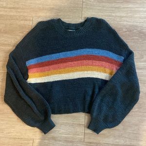 Deep Green Rainbow American Eagle Cropped Sweater